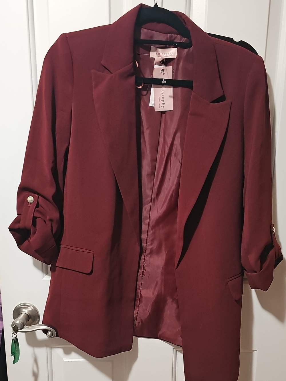 Women's NWT SIZE SMALL PHILOSOPHYWine-Colored Blazer Jacket